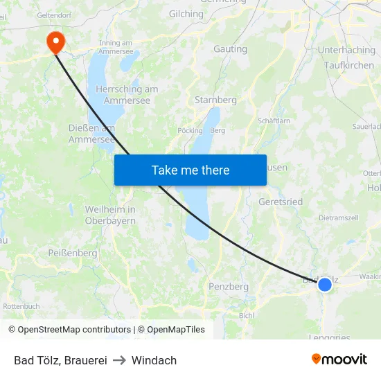 Bad Tölz, Brauerei to Windach map