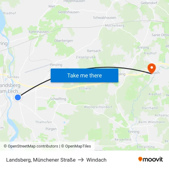 Landsberg, Münchener Straße to Windach map
