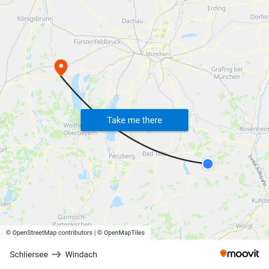 Schliersee to Windach map