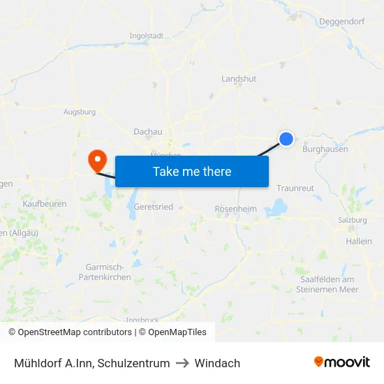 Mühldorf A.Inn, Schulzentrum to Windach map