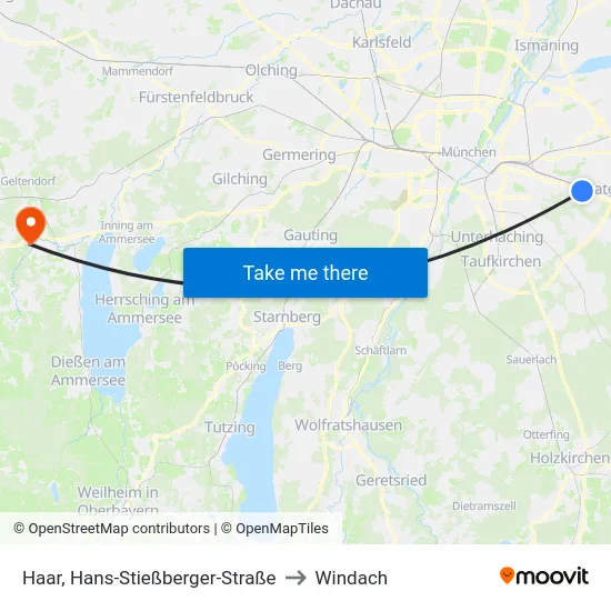 Haar, Hans-Stießberger-Straße to Windach map