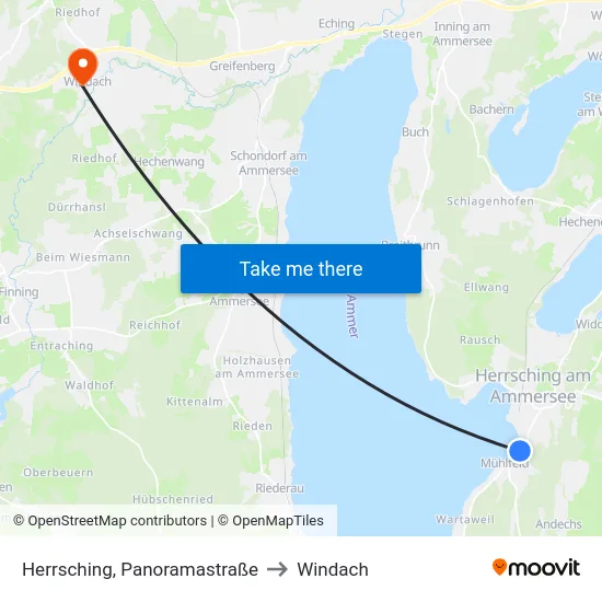 Herrsching, Panoramastraße to Windach map
