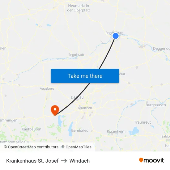 Krankenhaus St. Josef to Windach map