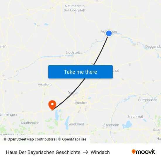 Haus Der Bayerischen Geschichte to Windach map
