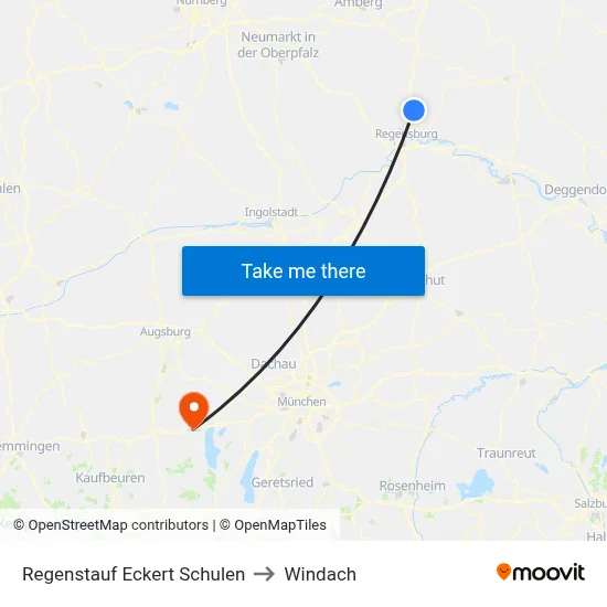Regenstauf Eckert Schulen to Windach map