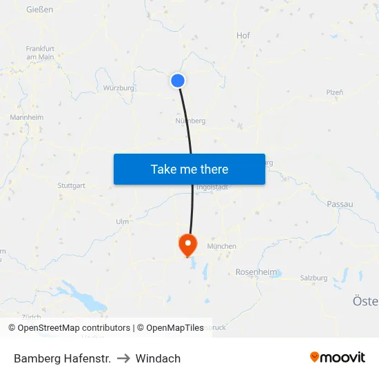 Bamberg Hafenstr. to Windach map