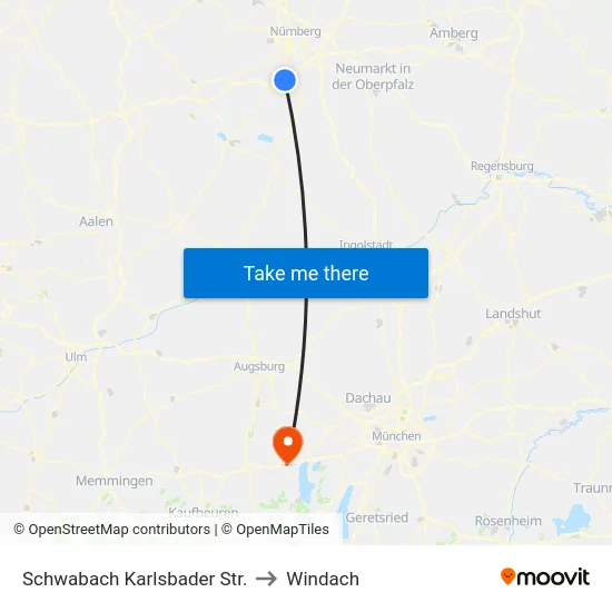 Schwabach Karlsbader Str. to Windach map