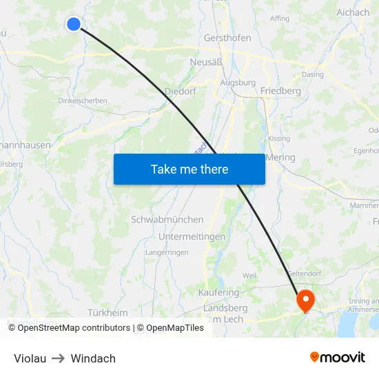 Violau to Windach map