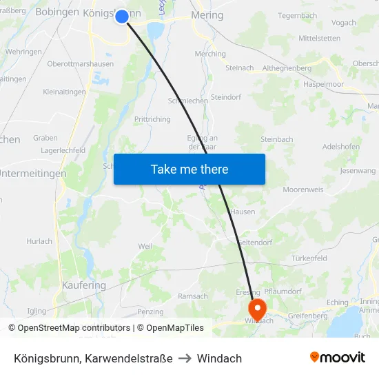Königsbrunn, Karwendelstraße to Windach map