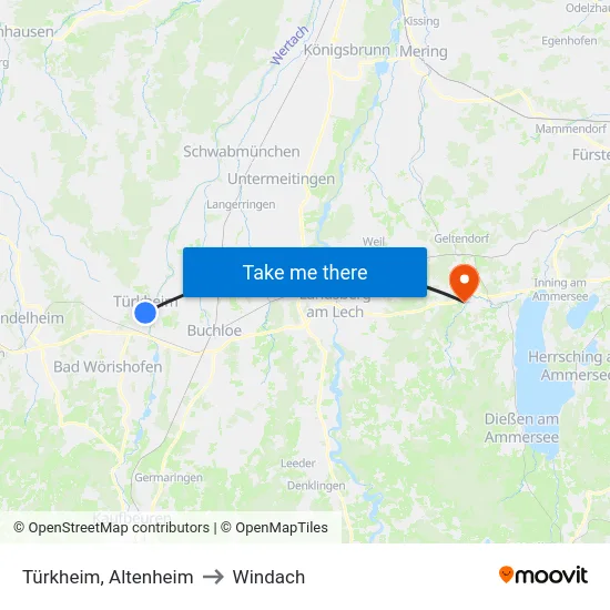 Türkheim, Altenheim to Windach map