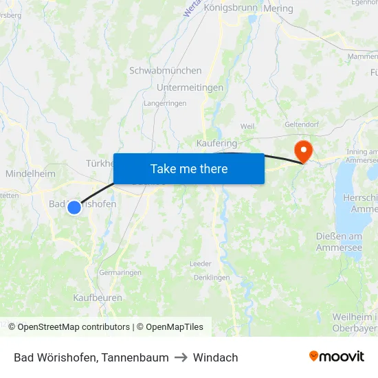Bad Wörishofen, Tannenbaum to Windach map