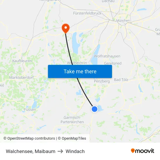 Walchensee, Maibaum to Windach map
