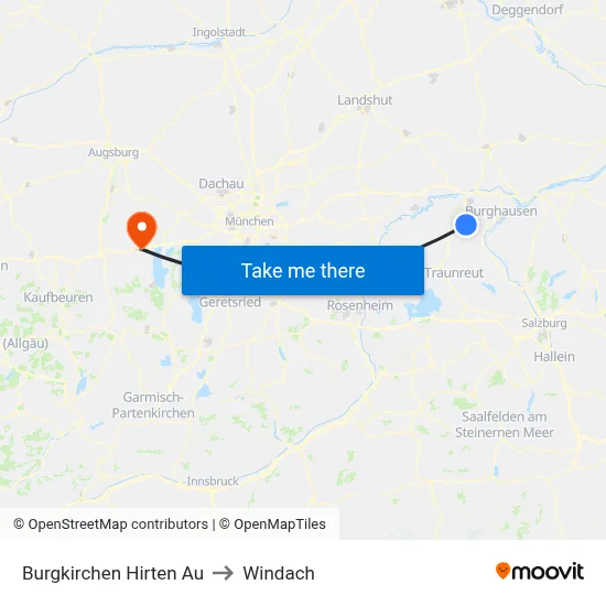 Burgkirchen Hirten Au to Windach map