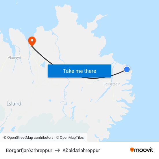 Borgarfjarðarhreppur to Aðaldælahreppur map