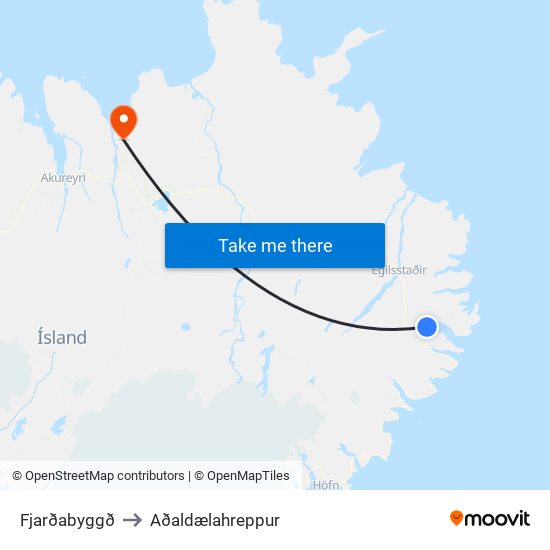 Fjarðabyggð to Aðaldælahreppur map