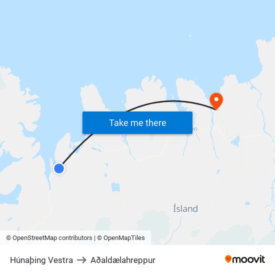 Húnaþing Vestra to Aðaldælahreppur map