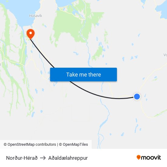 Norður-Hérað to Aðaldælahreppur map