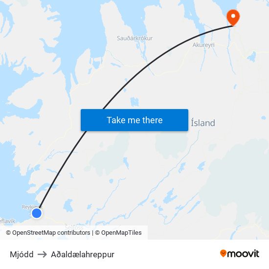 Mjódd to Aðaldælahreppur map