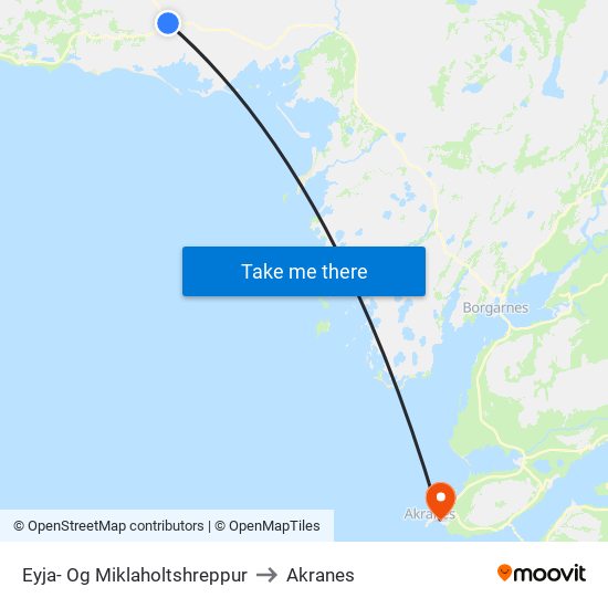 Eyja- Og Miklaholtshreppur to Akranes map