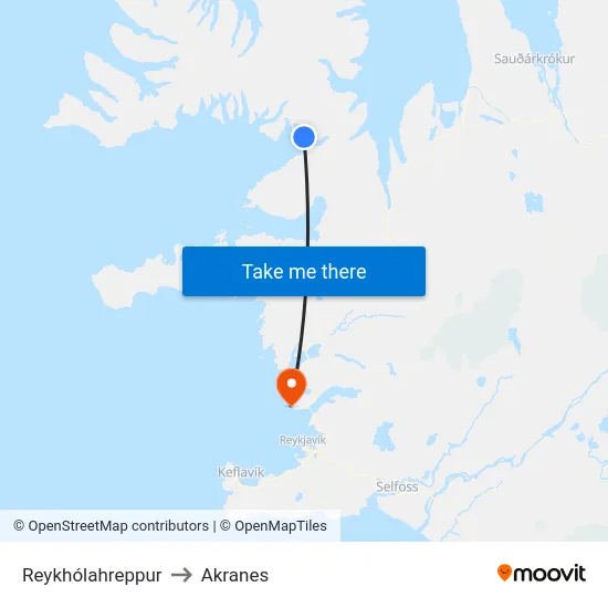 Reykhólahreppur to Akranes map