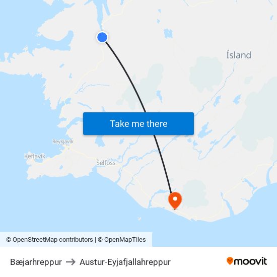 Bæjarhreppur to Austur-Eyjafjallahreppur map