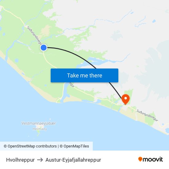 Hvolhreppur to Austur-Eyjafjallahreppur map