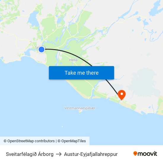 Sveitarfélagið Árborg to Austur-Eyjafjallahreppur map