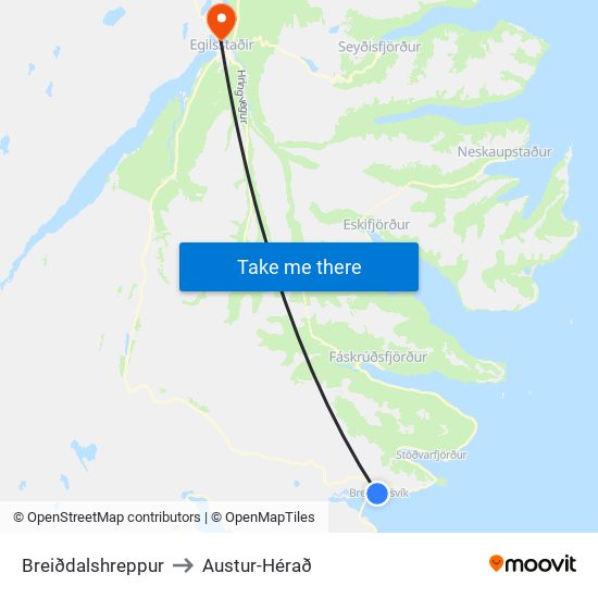 Breiðdalshreppur to Austur-Hérað map