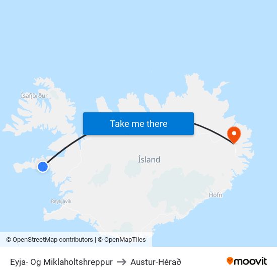 Eyja- Og Miklaholtshreppur to Austur-Hérað map