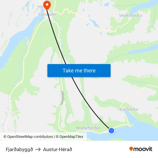 Fjarðabyggð to Austur-Hérað map