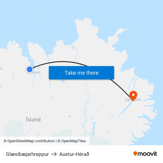 Glæsibæjarhreppur to Austur-Hérað map