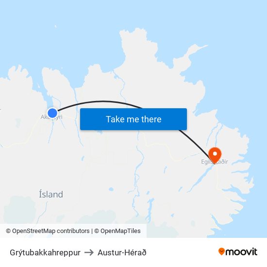Grýtubakkahreppur to Austur-Hérað map