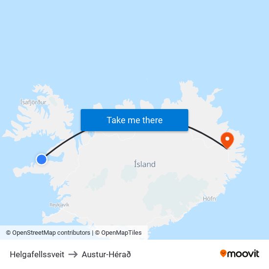 Helgafellssveit to Austur-Hérað map