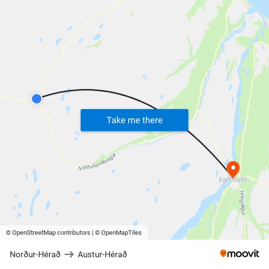 Norður-Hérað to Austur-Hérað map