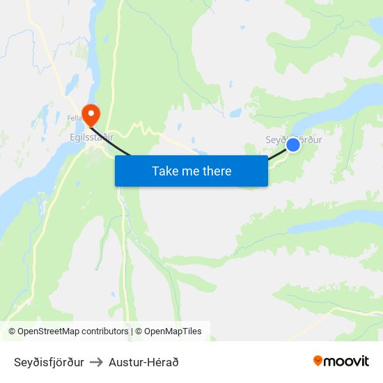 Seyðisfjörður to Austur-Hérað map