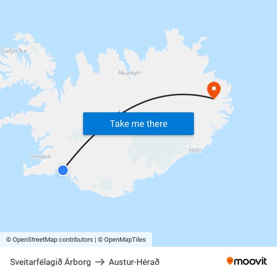 Sveitarfélagið Árborg to Austur-Hérað map