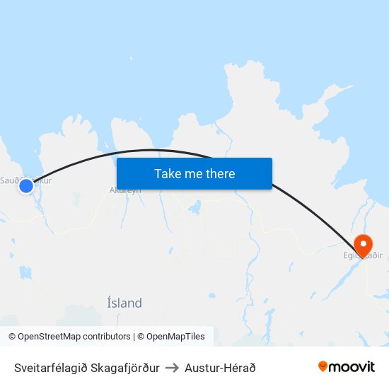 Sveitarfélagið Skagafjörður to Austur-Hérað map
