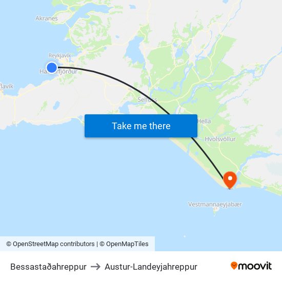 Bessastaðahreppur to Austur-Landeyjahreppur map