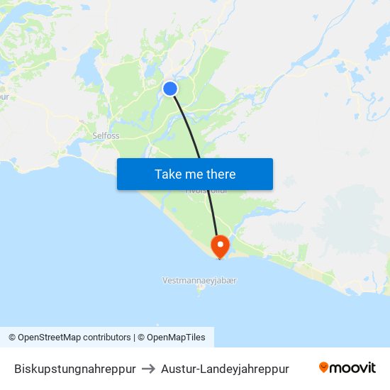 Biskupstungnahreppur to Austur-Landeyjahreppur map