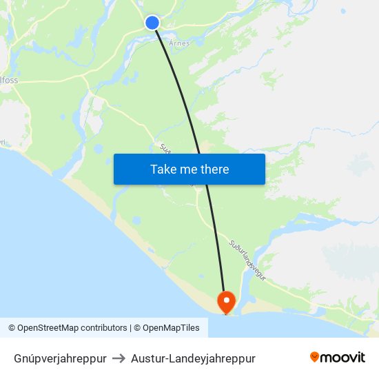 Gnúpverjahreppur to Austur-Landeyjahreppur map