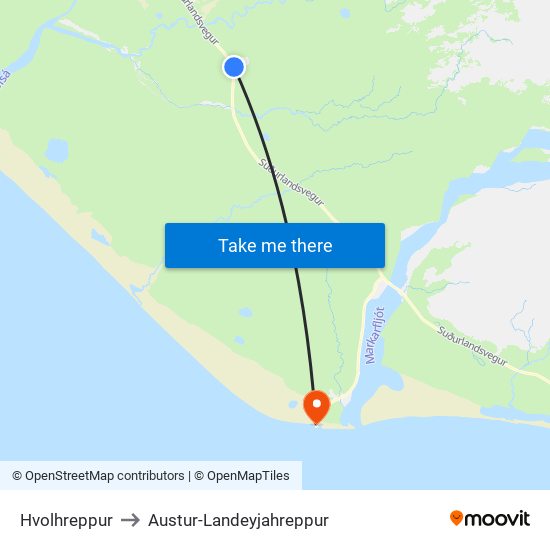 Hvolhreppur to Austur-Landeyjahreppur map