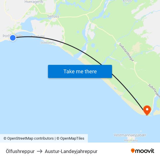 Ölfushreppur to Austur-Landeyjahreppur map