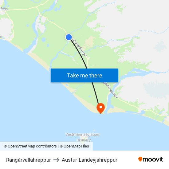 Rangárvallahreppur to Austur-Landeyjahreppur map