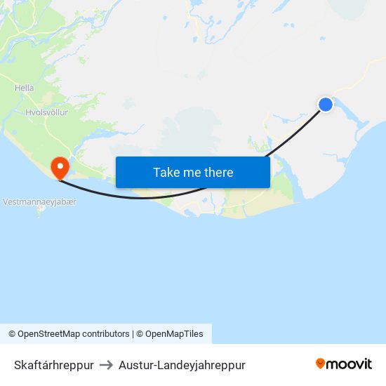 Skaftárhreppur to Austur-Landeyjahreppur map