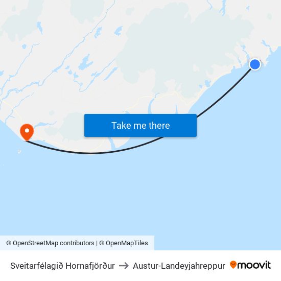 Sveitarfélagið Hornafjörður to Austur-Landeyjahreppur map