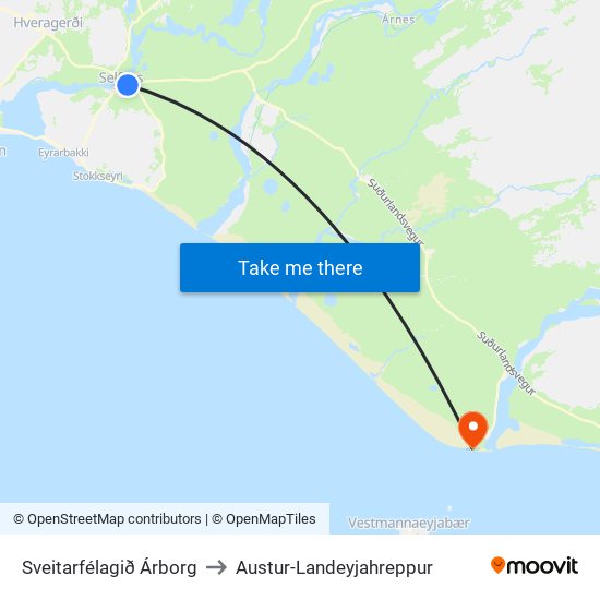 Sveitarfélagið Árborg to Austur-Landeyjahreppur map