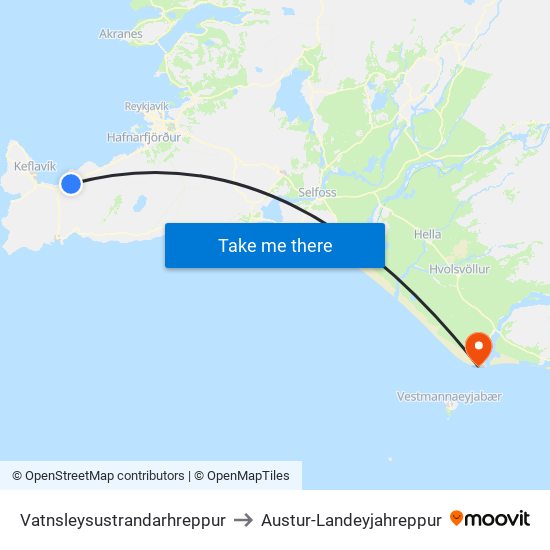 Vatnsleysustrandarhreppur to Austur-Landeyjahreppur map