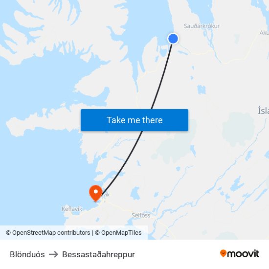 Blönduós to Bessastaðahreppur map