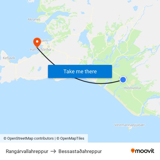Rangárvallahreppur to Bessastaðahreppur map