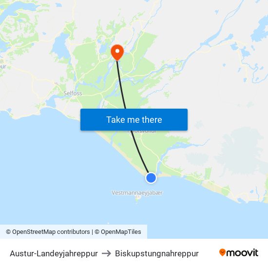 Austur-Landeyjahreppur to Biskupstungnahreppur map